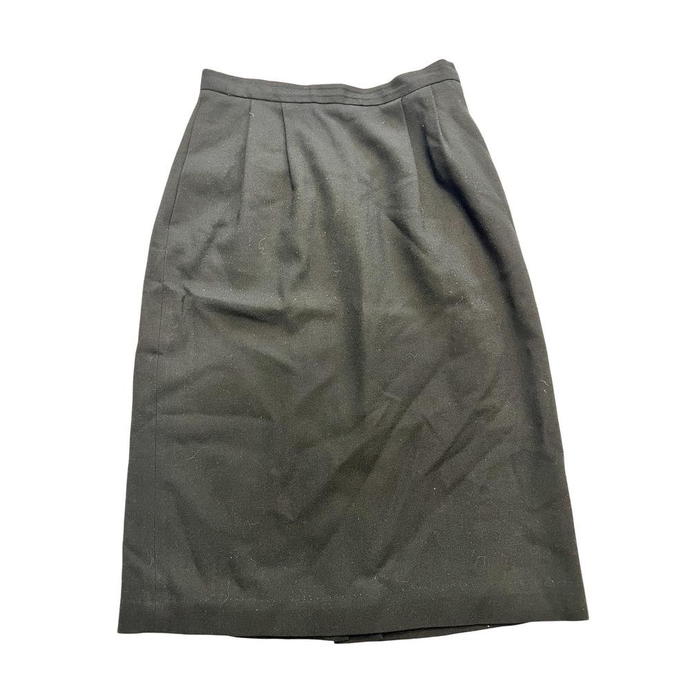 Vintage Garfinckels Skirt Womens 10 Black 100% Wool Pencil Lined Made USA 80s